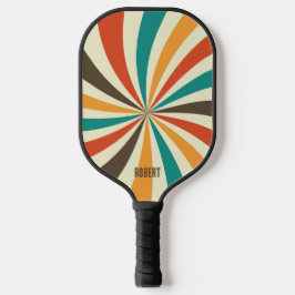 Retro-farbige Streifen Schrift Minimalistischer Na Pickleball Schläger