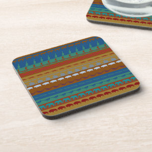 Retro Farbige Tiere Moderne Streifen Muster #14 Untersetzer