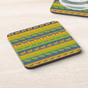 Retro Farbige Tiere Moderne Streifen Muster #3 Untersetzer