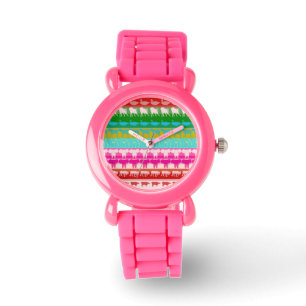 Retro Farbige Tiere Moderne Streifen Muster #6 Armbanduhr