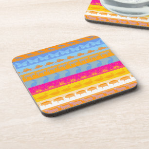 Retro Farbige Tiere Moderne Streifen Muster #7 Untersetzer