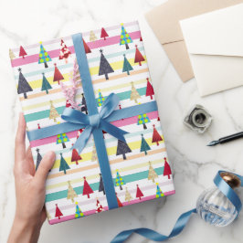 Retro-farbige Weihnachten Geschenkpapier