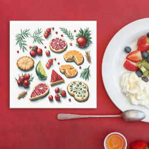 Retro-farbige Weihnachtsplätzchen-Wasserfarben-Mus Serviette