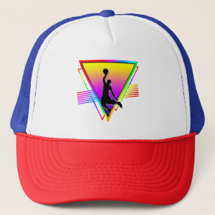 Retro Farbiger Regenbogen Basketballspieler Vintag Truckerkappe