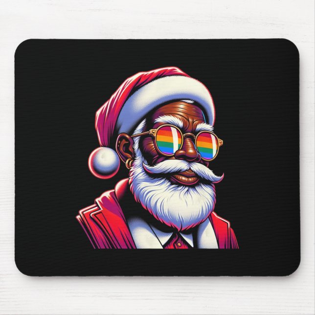 Retro-farbiger schwuler Weihnachtsmann-Gesicht Reg Mousepad (Vorne)
