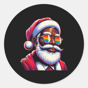 Retro-farbiger schwuler Weihnachtsmann-Gesicht Reg Runder Aufkleber
