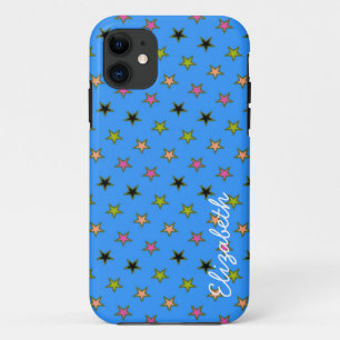 Retro-farbiger Stern modernes geometrisches Muster iPhone 11 Hülle