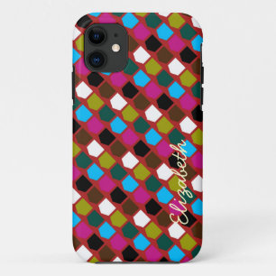 Retro-Farbiges modernes geometrisches Muster iPhone 11 Hülle