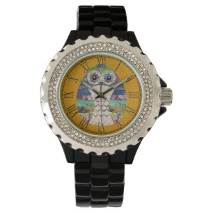 Retro-farbiges Owl Boho Bohemisch Bird Custom Armbanduhr