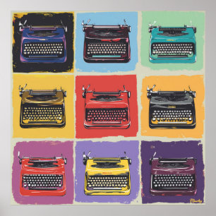 Retro Farbvolle Schreibmaschine Pop Art Grid Print Poster