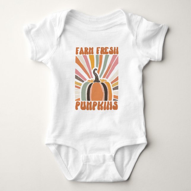 Retro Farm Fresh Pumpkins Baby Strampler (Vorderseite)