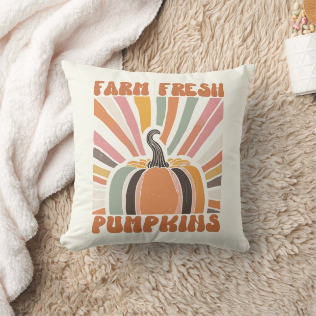 Retro Farm Fresh Pumpkins Kissen (Decke)