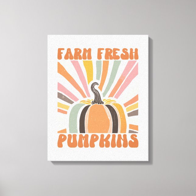 Retro Farm Fresh Pumpkins Leinwanddruck (Vorderseite)