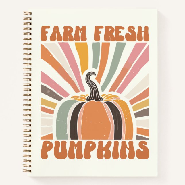 Retro Farm Fresh Pumpkins Notizbuch (Vorderseite)