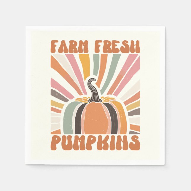 Retro Farm Fresh Pumpkins Serviette (Vorderseite)