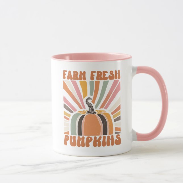 Retro Farm Fresh Pumpkins Tasse (Rechts)