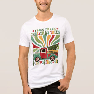 Retro Farm Frische Weihnachtsbäume LKW Tri-Blend Shirt