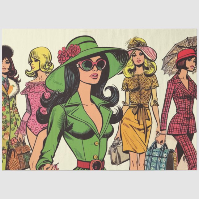 Retro Fashion Girls Comic Seidenpapier (Vorderseite)