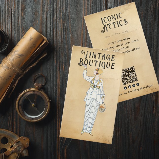 Retro Fashion Illustration Visitenkarte (Von Creator hochgeladen)