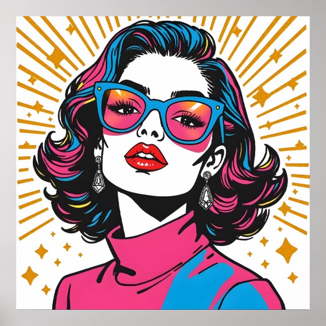 Retro Fashion Pop Art - Inspiriertes Poster der 19 (Vorne)