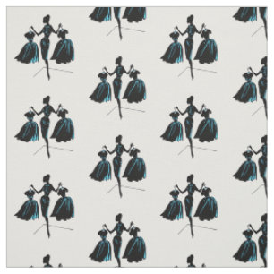 Retro Fashionista Silhouette Stoff