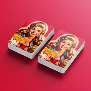 Retro-Fast-Food-Pin-up Spielkarten