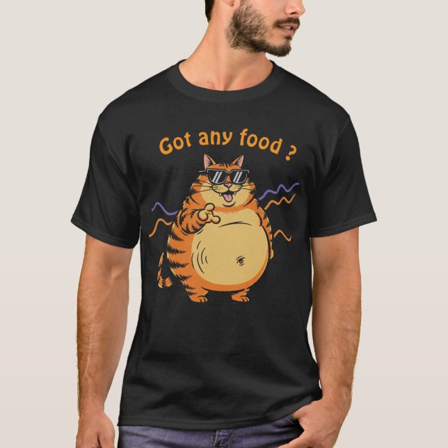 Retro Fat Cat Asking for Food T-Shirt (Vorderseite)