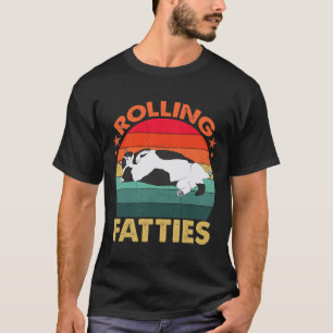 Retro Fat Kitten T-Shirt Funny Cat Rolling Fatties