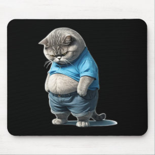 Retro Fat Kitten T-Shirt Funny Cat Rolling Fatties Mousepad
