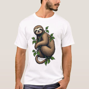 Retro Faultier Linien Kunst Vintage T-Shirt (4)