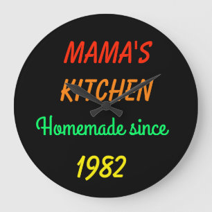 Retro-FAUX-Neon-Mamas-eigenes-Küche mit Datum Große Wanduhr