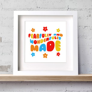 Retro Fearful & Wonderful Made Psalms 139:14 Poster