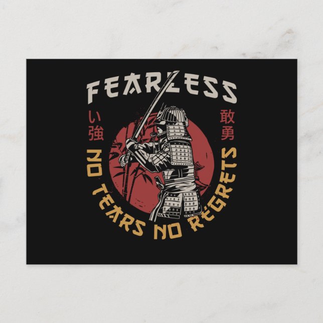Retro Fearless Samurai - Samurai Zitat Postkarte (Vorderseite)