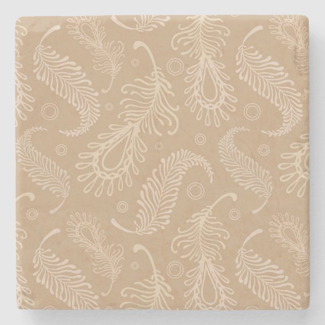 Retro-feater-blass-Muster Steinuntersetzer (Vorderseite)