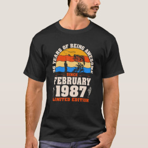 Retro Februar 1987 36 Jahre alter Fischfang 36. Ge T-Shirt