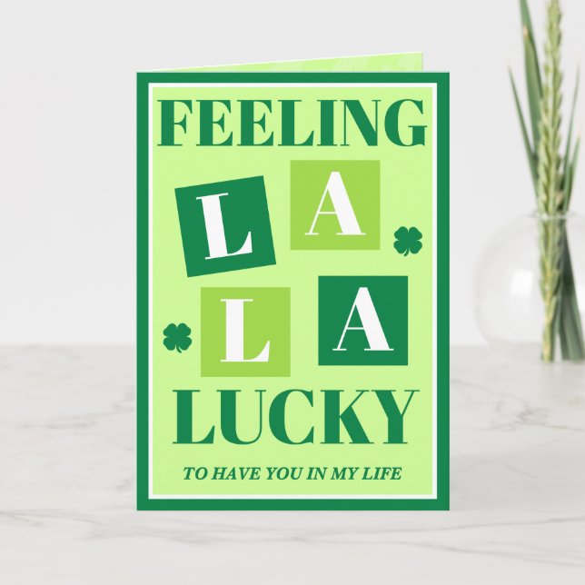 Retro Feeling La La Lucky St. Patrick's Day Card Karte (Vorderseite)