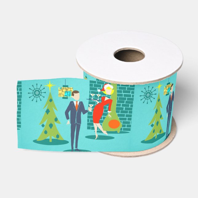 Retro Feiertags-Cartoon-Paar-Weihnachtsband Ripsband (Spule)