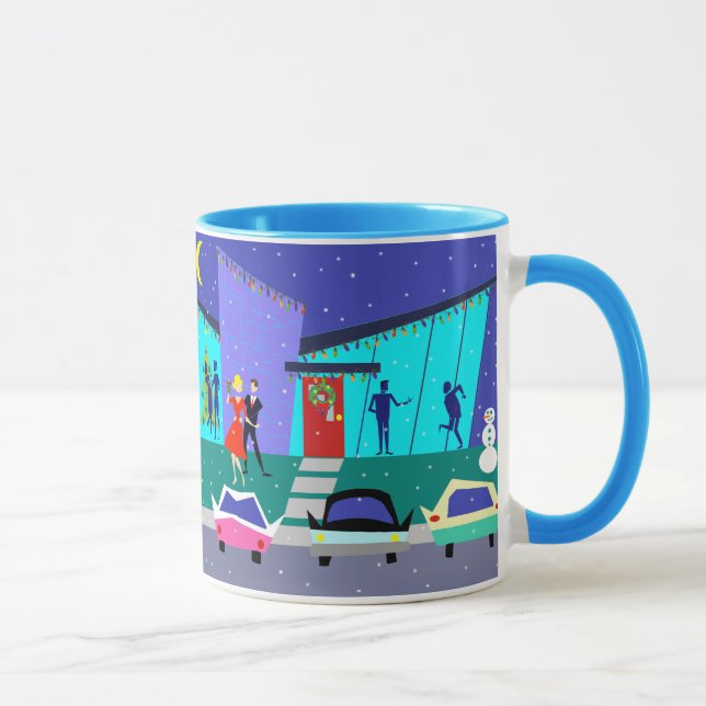 Retro Feiertags-Cartoon-Party-Tasse Tasse (Rechts)