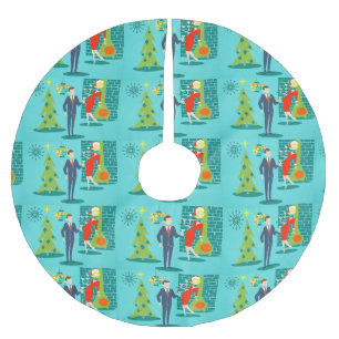 Retro Feiertags-Cartoon-Weihnachtsbaum-Rock Polyester Weihnachtsbaumdecke