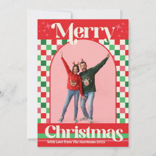 Retro-Feiertags-Grußkarte Frohe Weihnachten Flachk