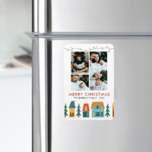 Retro-Feiertags-Hauskarte Magnet