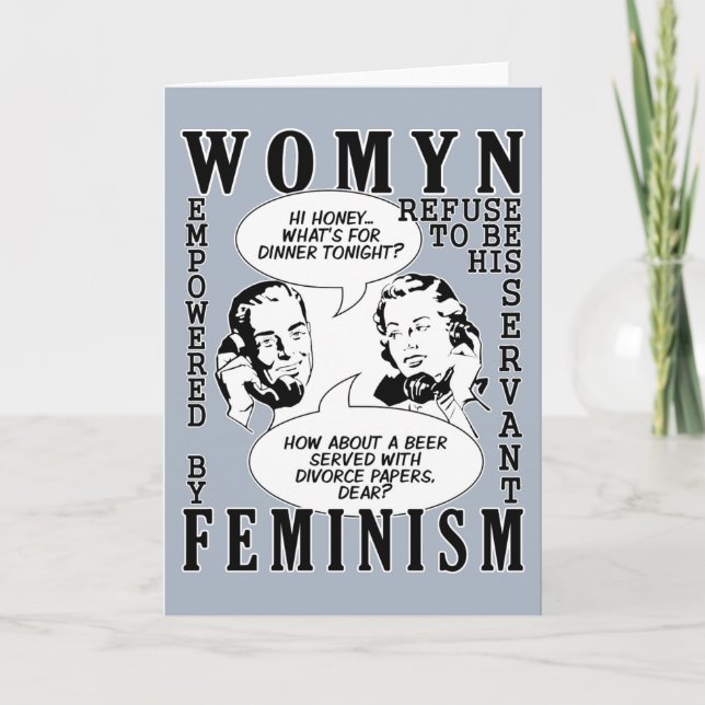 Retro feministische Spaßgrußkarten Karte (Vorderseite)