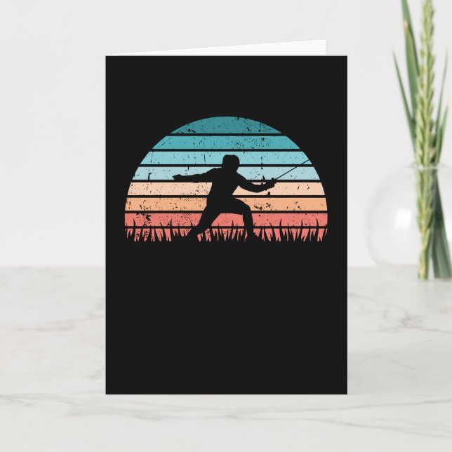 Retro Fencing Sunset Geschenk für Frauen und Männe Karte (Vorderseite)