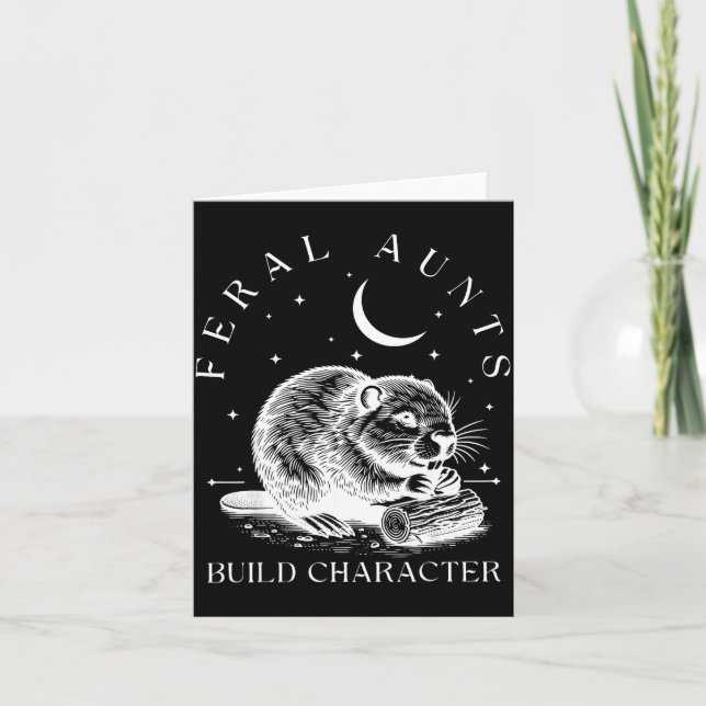 Retro Feral Aunts Build Character Funny New Aunt C Karte (Vorderseite)