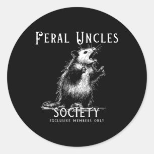 Retro Feral Uncle Society Funny Opossum Liebhaber Runder Aufkleber