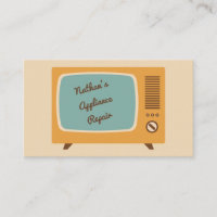 Retro Fernsehen-FernsehVisitenkarte-Creme-Gold