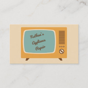 Retro Fernsehen-FernsehVisitenkarte-Creme-Gold Visitenkarte
