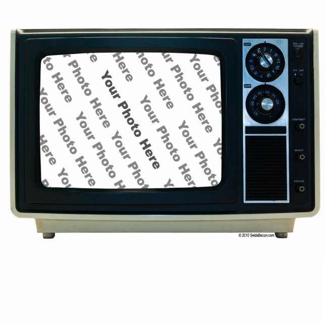 Retro Fernsehgewohnheits-Rahmen Freistehende Fotoskulptur (Vorne)