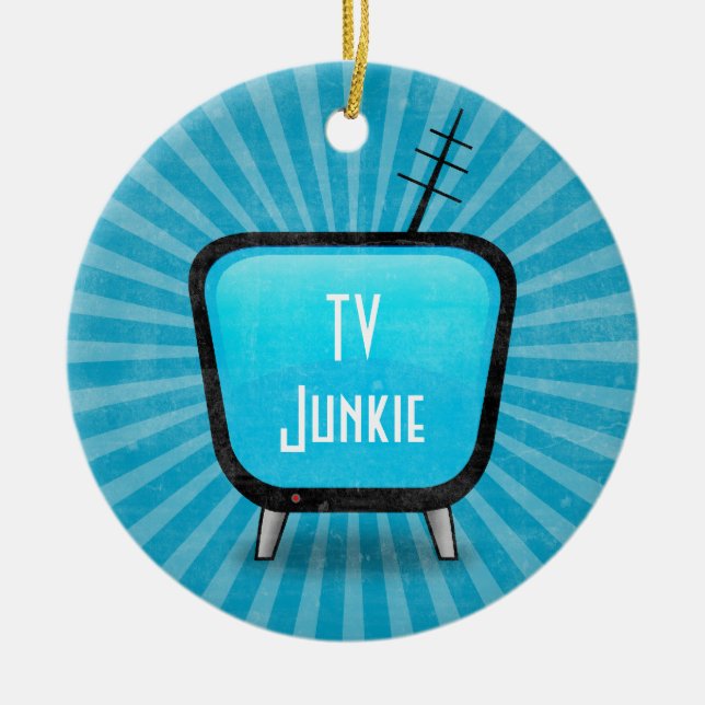 Retro Fernsehjunkie Keramik Ornament (Vorne)