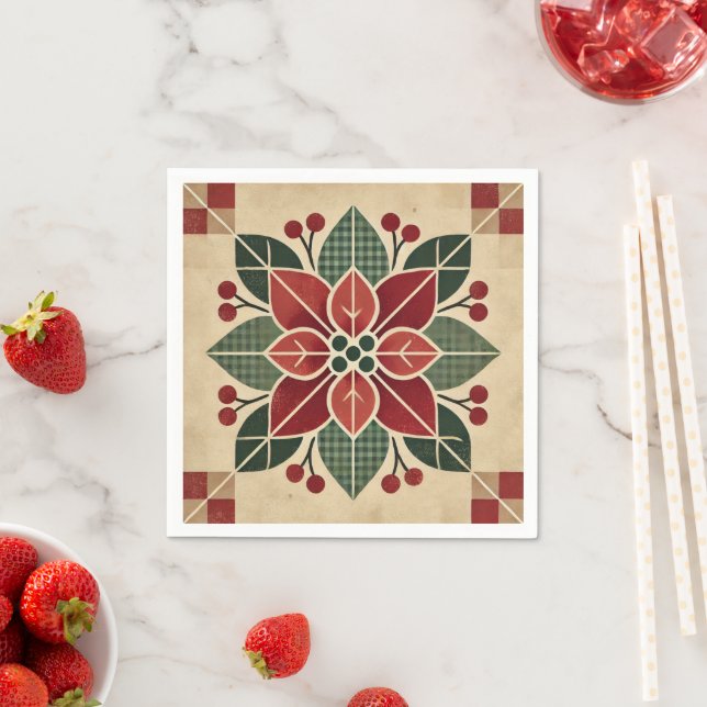 Retro Festive Floral Folkloreale Kunst, Dichtung u Serviette (Beispiel)